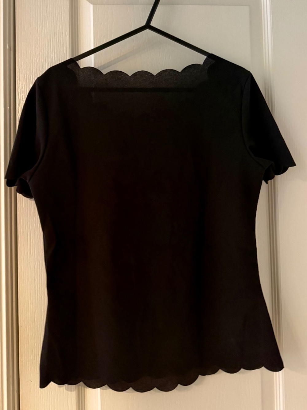 Black Scalloped Neckline Blouse (S)